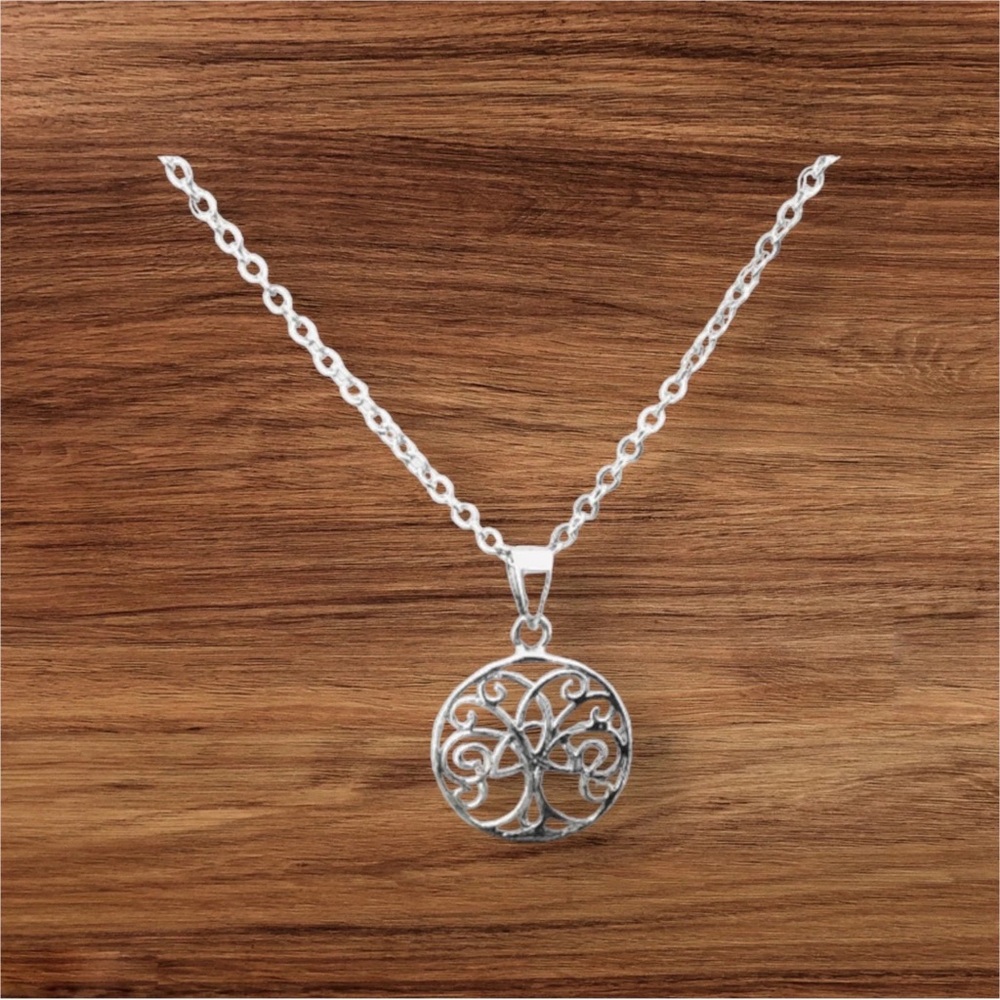925 Sterling Silver Celtic Tree of Life Pendant Free Chain Necklace